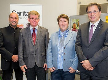 GR Arno Maier, Caritasdirektor Mag. Herbert Beiglböck, Bereichsleiterin Mag. Petra Prattes, Rektor Univ.-Prof. Dr. Wilfried Eichlseder