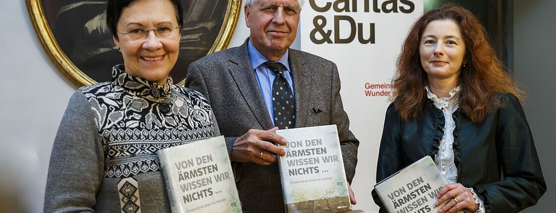 Mag. Gerda Schaffelhofer (Styria Verlagsgruppe), Dr.h.c. Franz Küberl (Caritas), Mag. Dr. Elke Hammer-Luza, MAS (Historische Landeskommission für Steiermark) bei der Buchpräsentation